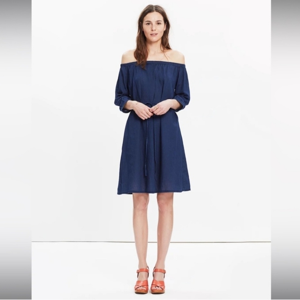 Madewell Off The Shoulder Bell Sleeve Dress Size XS - Picture 2 of 9